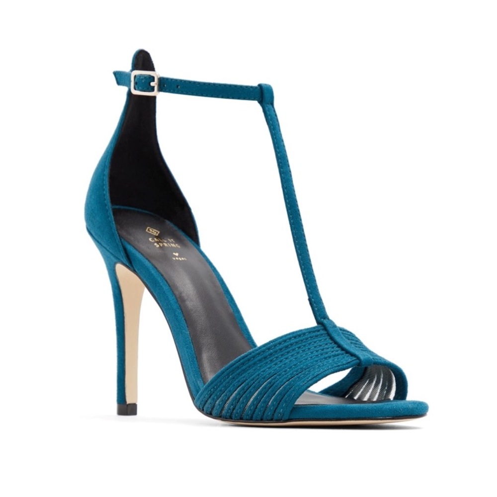 NWT/NIB ALDO Teal Suede T-Strappy Call It Spring Anghel Stiletto 4” Heels GORG 9